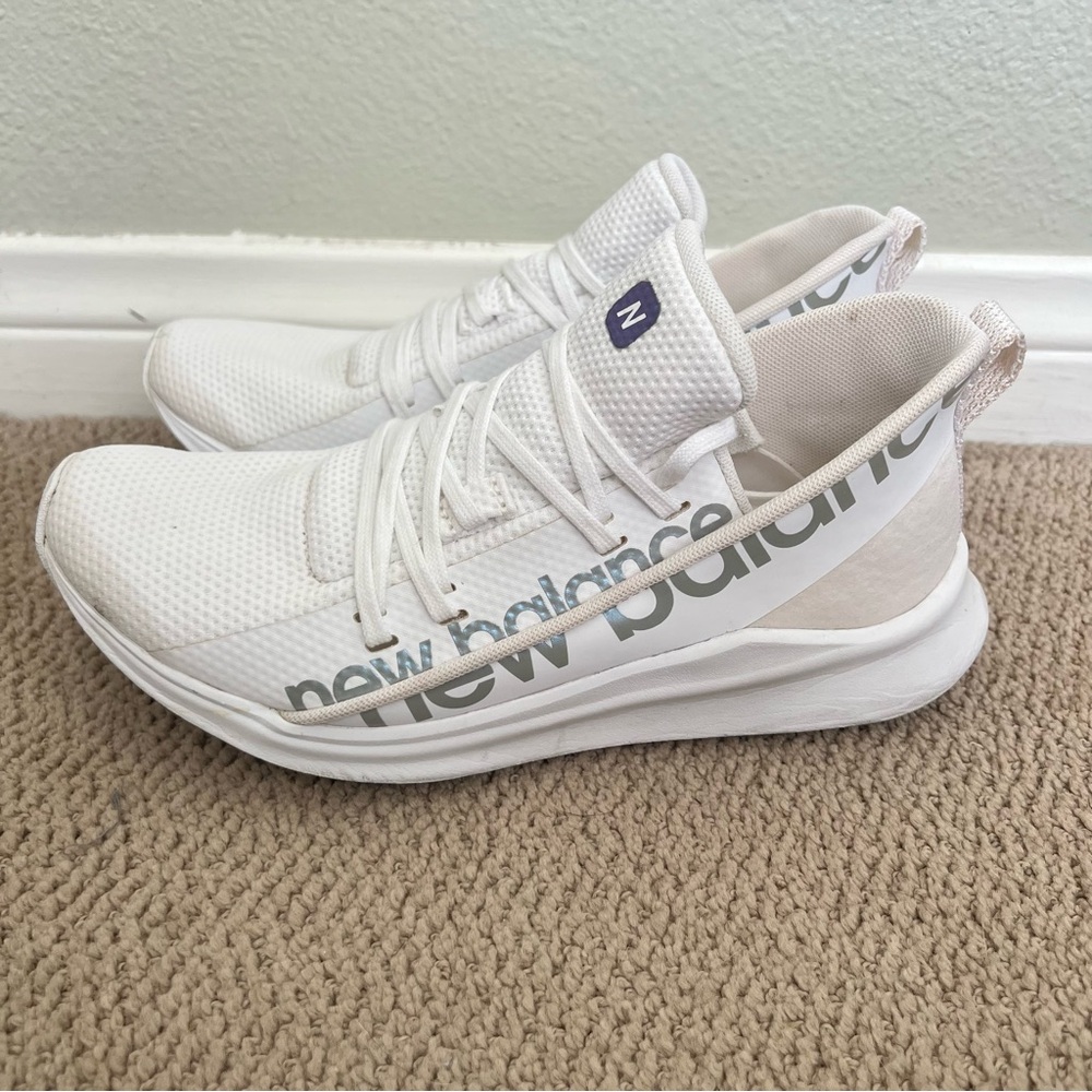 New Balance White and Light Gray Athletic Running Shoes - Picture 2 of 7